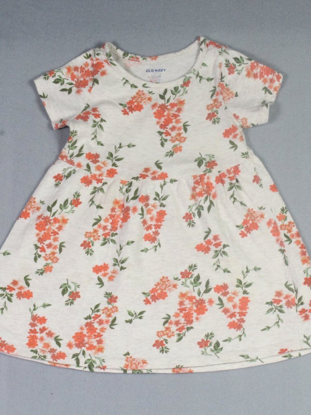 Old Navy 18-24M Toddler Coral Floral Fit & Flare Short Sleeve Dress